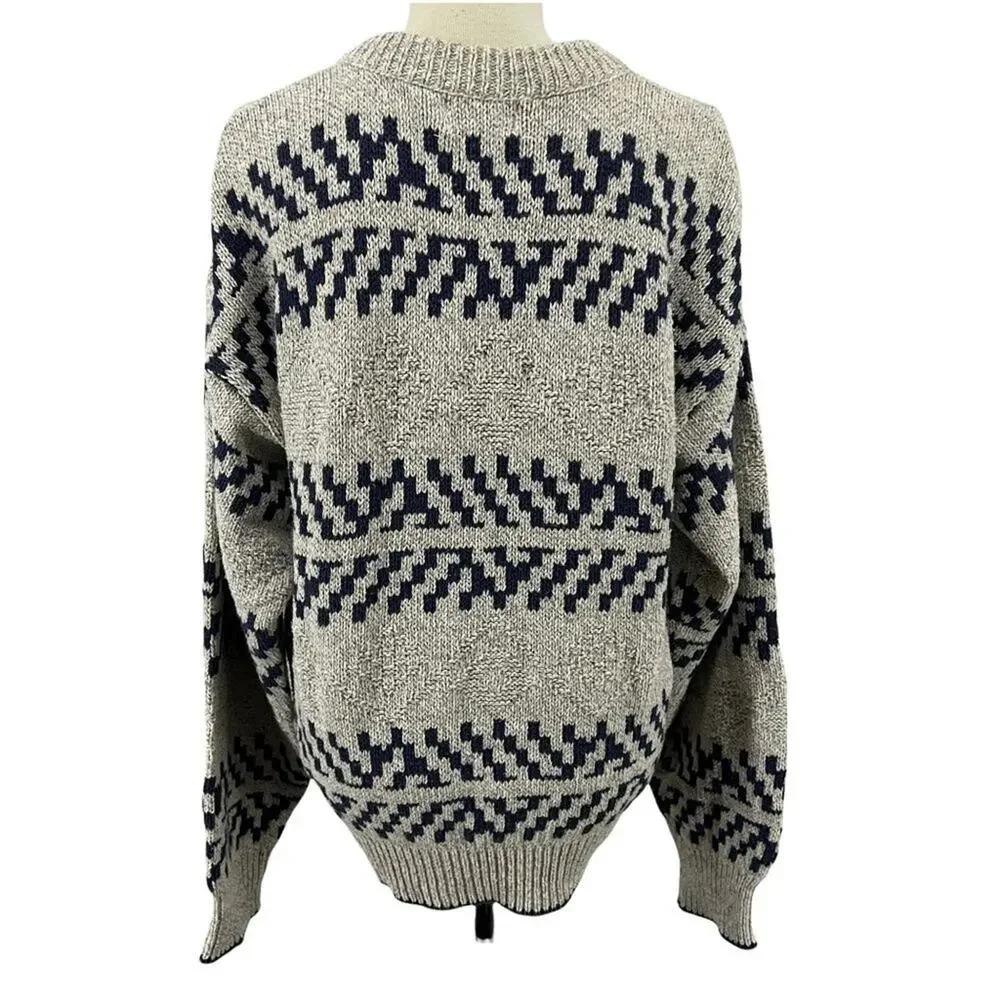 Vintage Susquehanna Trail Outfitters Mens Sweater Jumper Gray Blue Large